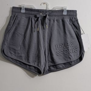 Love & Sports Women's Embossed Logo Grey Lounge Shorts, Size Large(12-14), NWT